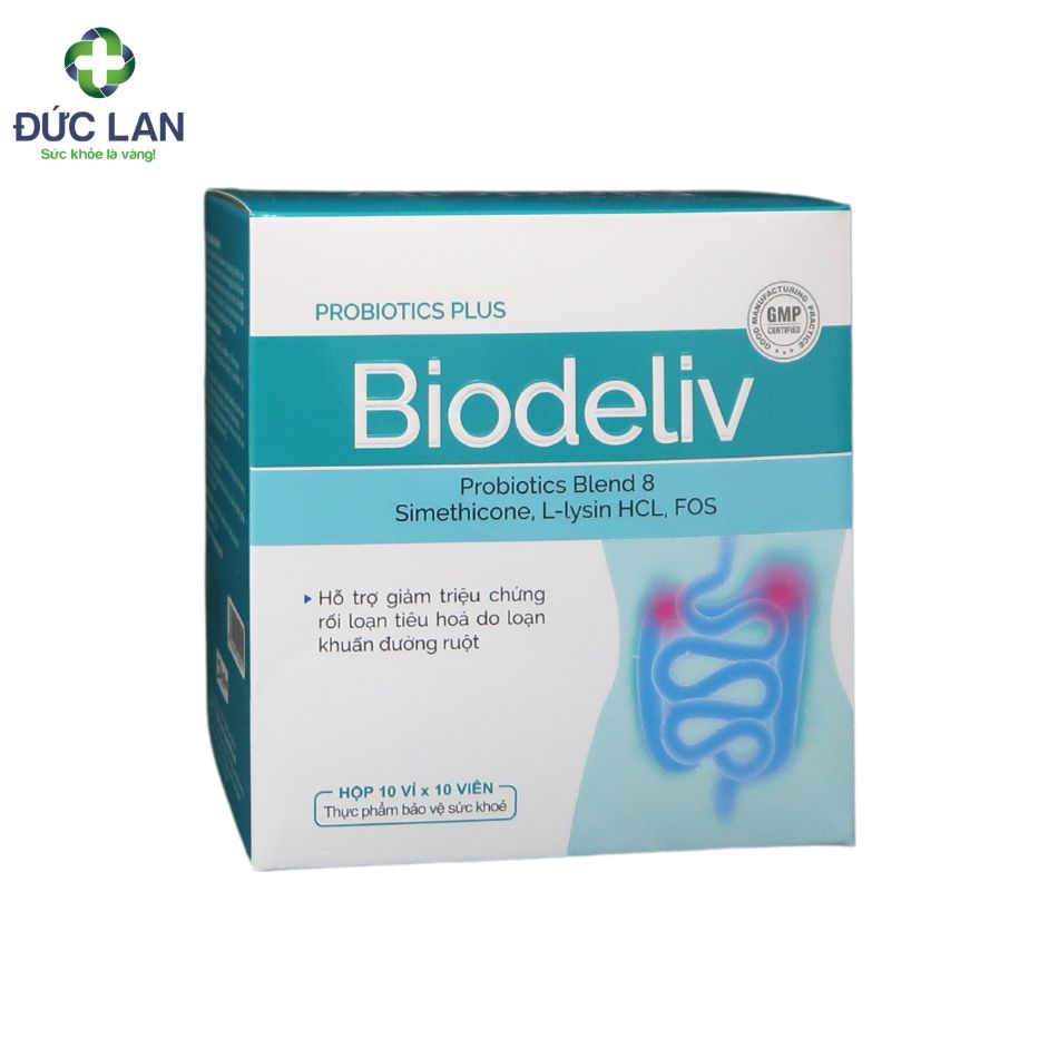 Biodeliv - Hỗ trợ tăng cường sức khỏe tiêu hóa. Hộp 10 vỉ x 10 viên.