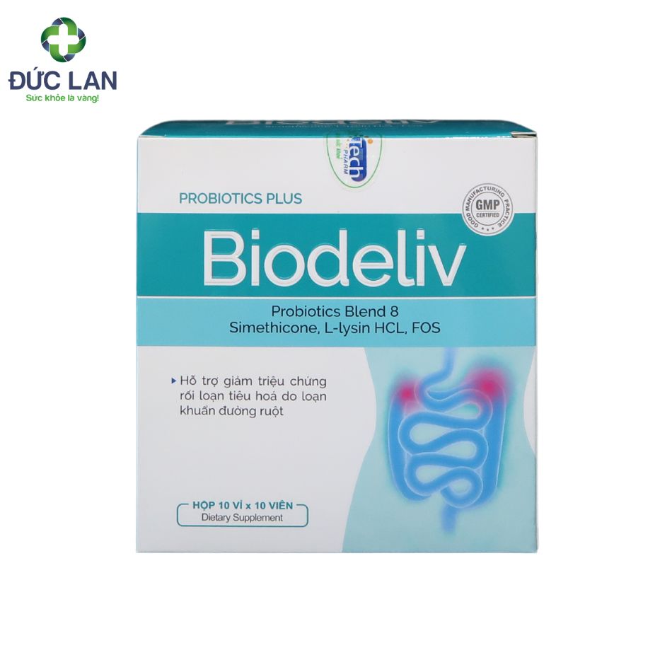 Biodeliv - Hỗ trợ tăng cường sức khỏe tiêu hóa. Hộp 10 vỉ x 10 viên.