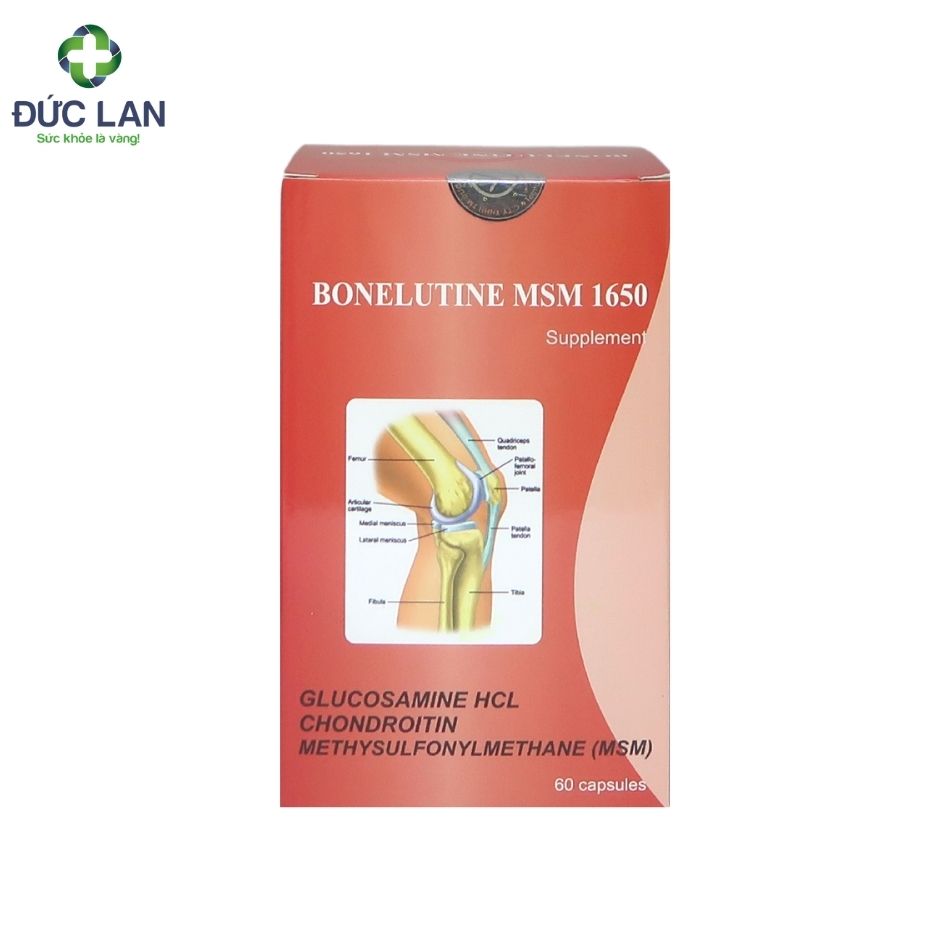 Bonelutine MSM 1650 - Hỗ trợ cải thiện chức năng xương khớp. Hộp 6 vỉ x 10 viên.