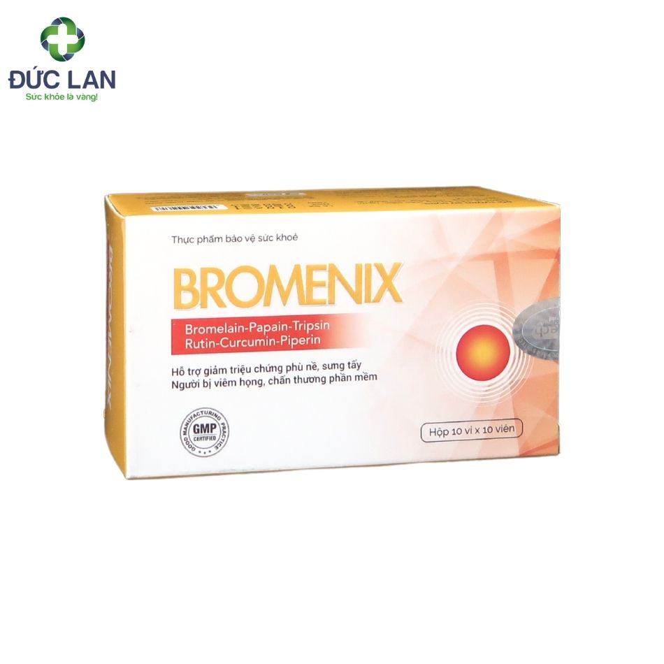Bromenix - Hỗ trợ giảm phù nề. Hộp 10 vỉ x 10 viên.