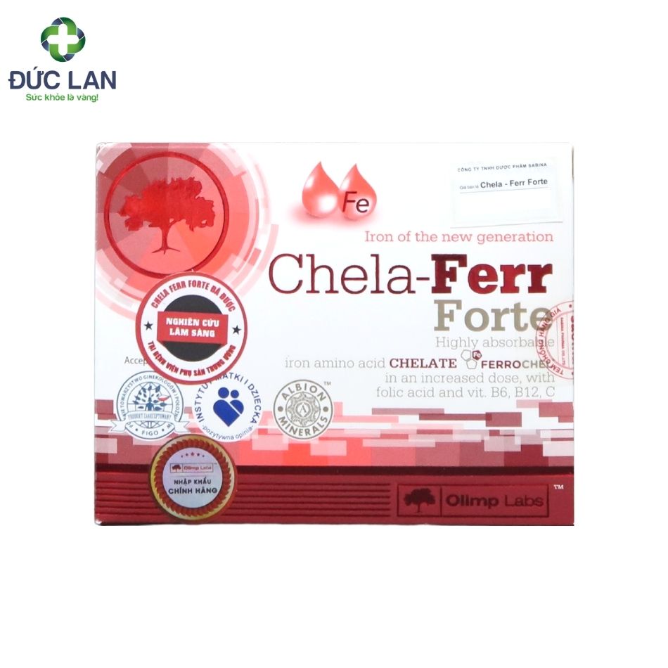 Chela-Ferr Forte - Bổ sung sắt. Hộp 2 vỉ x 15 viên.