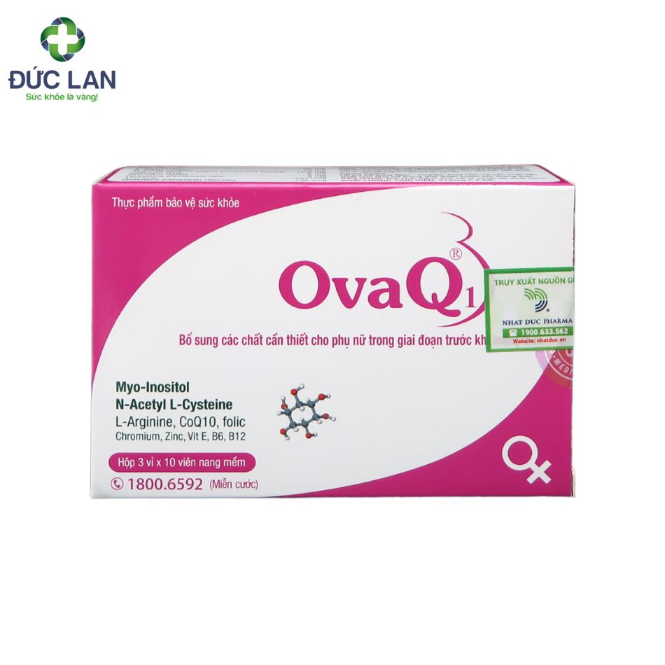 Ova Q1 - Bổ sung dưỡng chất cho phụ nữ trước khi có thai. Hộp 3 vỉ x 10 viên.