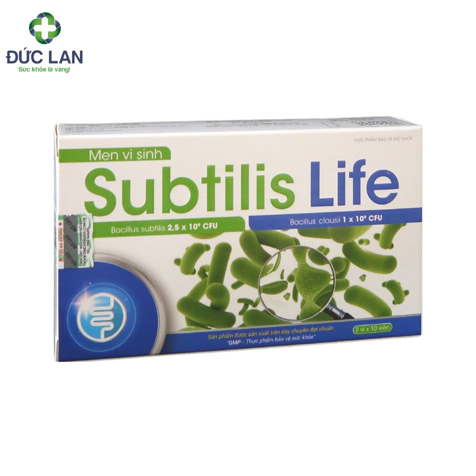 Men vi sinh Subtilis Life - Hỗ trợ giảm rối loạn tiêu hóa. Hộp 2 vỉ x 10 viên.