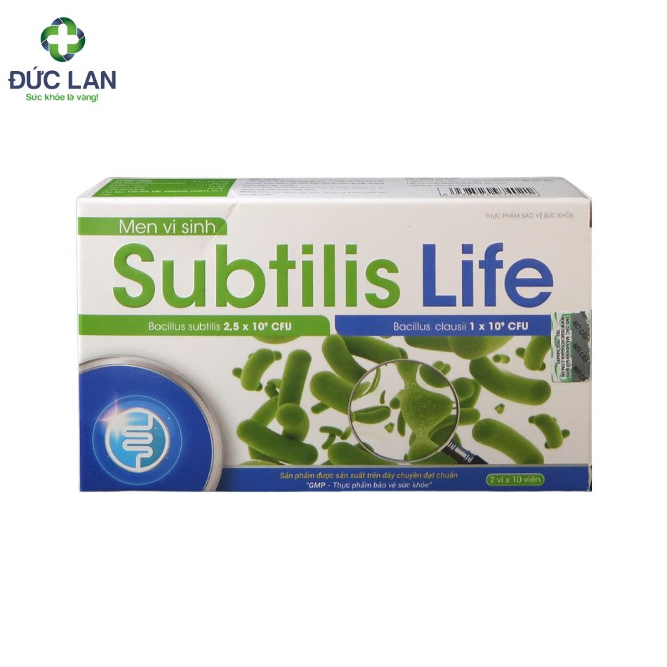 Men vi sinh Subtilis Life - Hỗ trợ giảm rối loạn tiêu hóa. Hộp 2 vỉ x 10 viên.