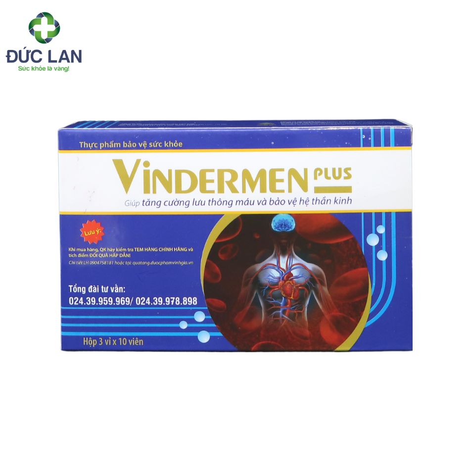 Vindermen Plus - Hỗ trợ tăng cường lưu thông máu. Hộp 30 viên.