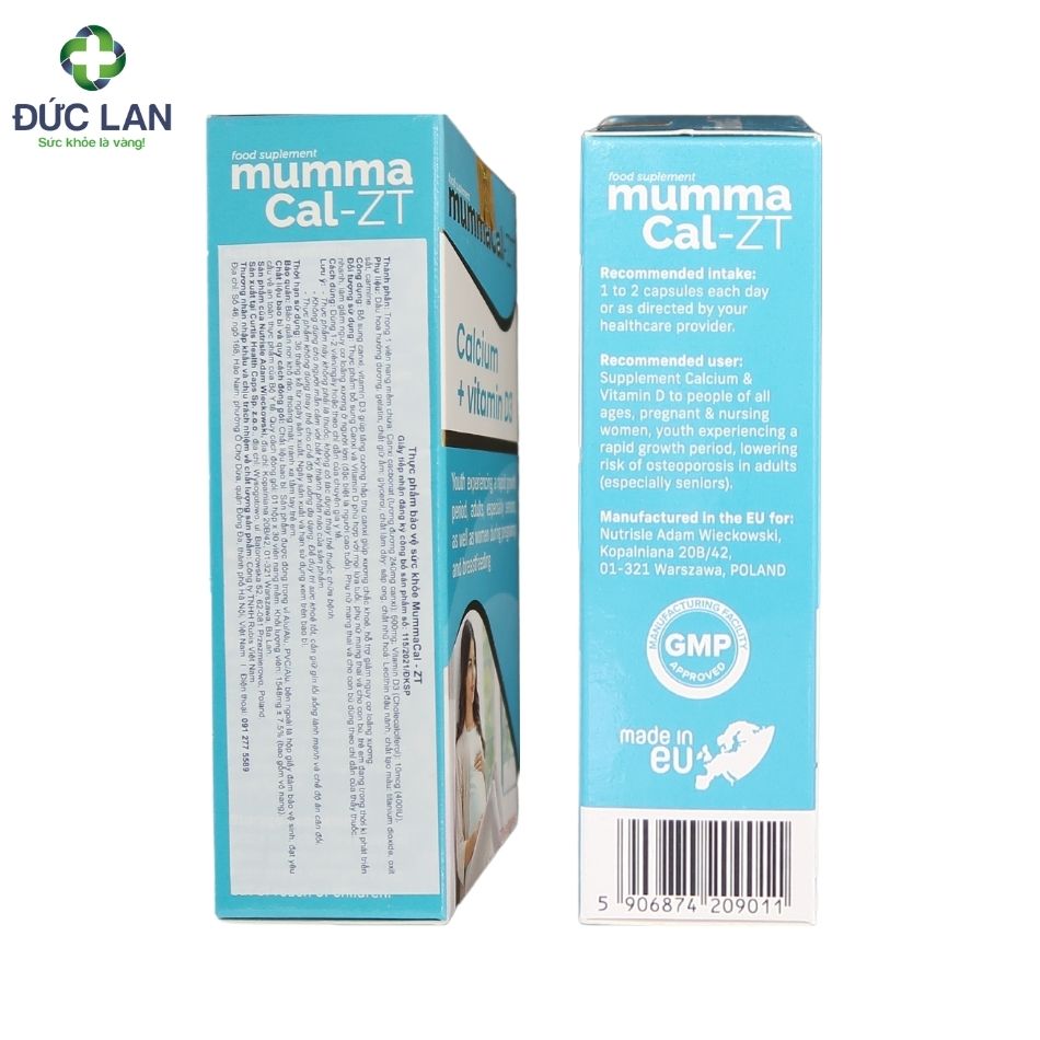 MummaCal - ZT - Bổ sung Calcium và Vitamin D3. Hộp 3 vỉ x 10 viên.